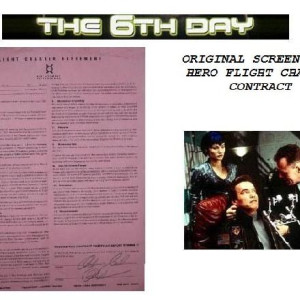 Original Screen Used Hero Flght Charter Contarct – The 6th Day (2000)