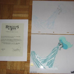 Tethys Sketch and Animation Cel – Hercules and Xena - The Animated Movie: The Battle for Mount Olympus (1998)