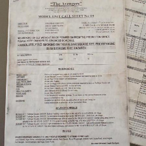 Production Used Call Sheets – The Avengers (1998)