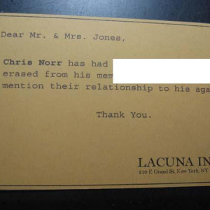 Lacuna Card (Chris Norr) – Eternal Sunshine of the Spotless Mind (2004)