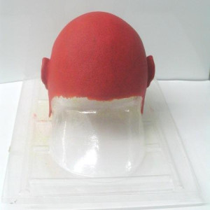 Hellboy's bald cap appliance.