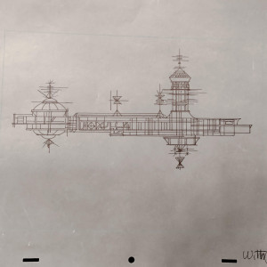 U.S.S. Cygnus Hand-Drawn Line Drawing – The Black Hole (1979)