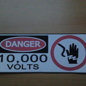 Danger 10,000 Volts fence sign – Jurassic Park (1993)