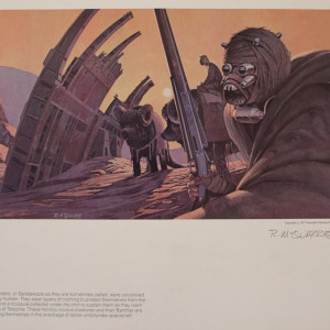 Signed Ralph McQuarrie Production Painting Print – Star Wars: Episode IV - A New Hope (1977)
