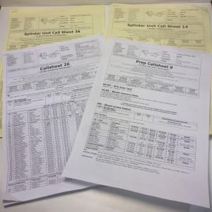 Selection of call sheets – Beauty and the Beast (2017)
