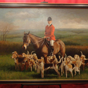 Framed horse and hounds (Hero) painting