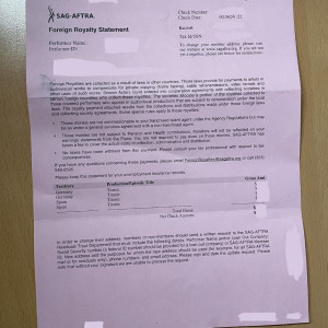 Original Titanic Foreign Royalties Statement – Titanic (1997)