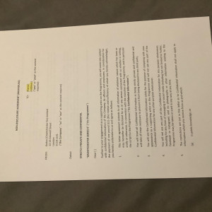 Original Cast Non Disclosure Agreement – Grantchester (2014)