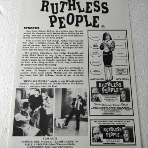 Original Press Sheet (Australian Release) – Ruthless People (1986)