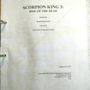 Production Used Script VFX Dep't Copy – The Scorpion King 3: Battle for Redemption (2012)