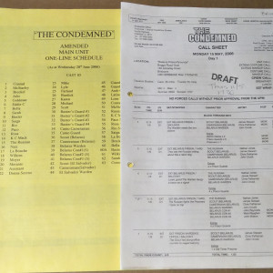 Call Sheet & Main Unit One-Line Schedule – The Condemned (2007)