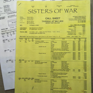 Production Used Call Sheets – Sisters of War (2010)