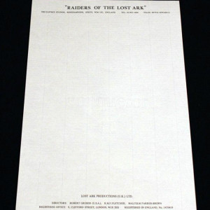 Unused Early UK Bob Greber Lost Ark Productions Letterhead – Raiders of the Lost Ark (1981)