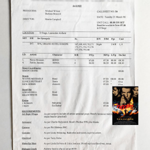 Call Sheet – GoldenEye (1995)