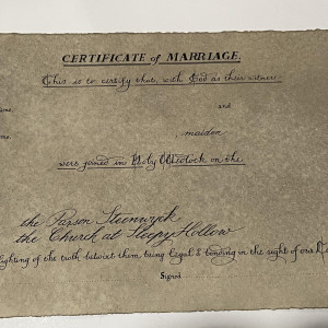 Unsigned partial completed Marriage Certificate – Sleepy Hollow (1999)