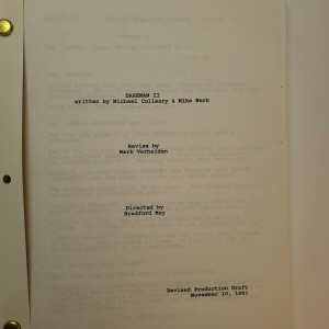 DARKMAN II / Michael Colleary & Mike Werb 1993 Screenplay UTA United Talent Agency Screenplay – Darkman III: Die Darkman Die (1996)