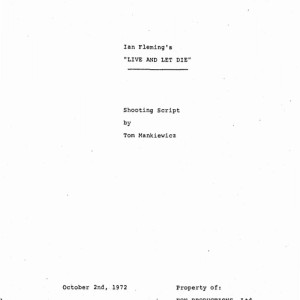 Shooting Script Dated 10/02/72 – Live and Let Die (1973)