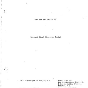 Shooting Script Dated 08/23/76 – The Spy Who Loved Me (1977)