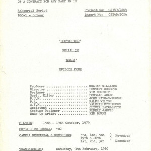 Shada Episodes 4-6 Rehearsal Scripts – Doctor Who (1963)