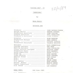 Survival Episodes 1-3 Rehearsal Scripts – Doctor Who (1963)