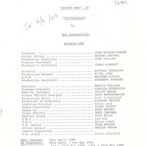 Battlefield Episodes 1-4 Rehearsal Scripts – Doctor Who (1963)