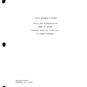 Second Draft Script Dated 10/31/83 – King Solomon's Mines (1985)