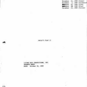 Seventh Draft Dated 10/30/89 – Child's Play 2 (1990)