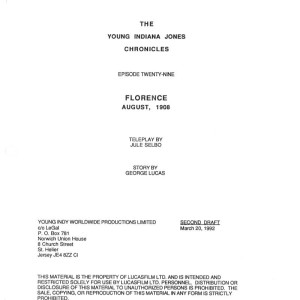 Florence, May 1908 Script – The Young Indiana Jones Chronicles (1992)