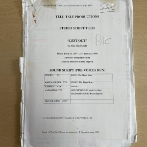 Bellas Original Rehearsal Script – Tweenies (2015)