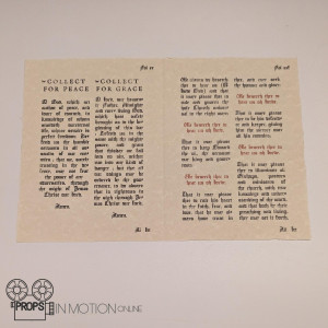 Book of Common Prayer Insert page – Becoming Elizabeth (2022)