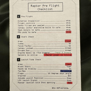 Raptor Pilot Pre-flight Checklist – Battlestar Galactica (2003)