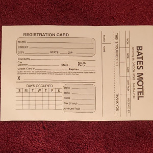 Motel Registraition Card – Bates Motel (2013)