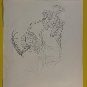 Eve & Patrick pencil art – Species II (1998)