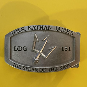 Nathan James belt buckle – Iain Goes Inside the Last Ship (2014)