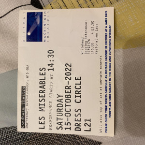 Original ticket – Les Misérables (2012)