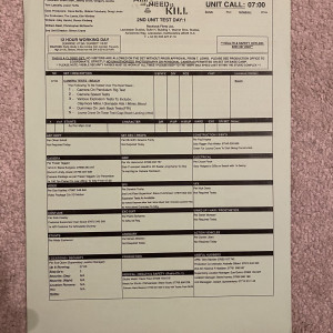 Original call sheet – Edge of Tomorrow (2014)