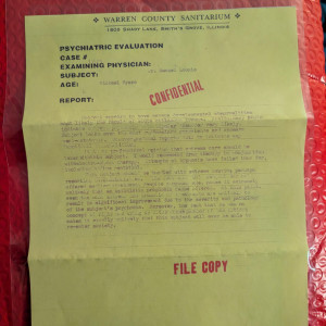 Michael Myers psychiatric evaluation paperwork – Halloween H20: 20 Years Later (1998)