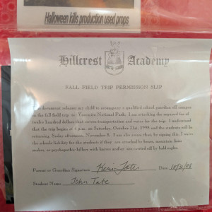 H20 permission slip/ production made – Halloween H20: 20 Years Later (1998)