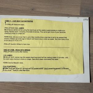 Original cue card – This Morning (1988)