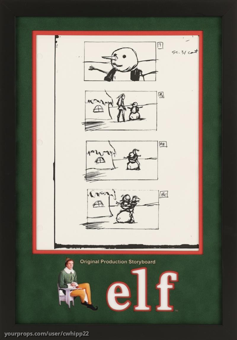 Elf Production-Used Storyboard - Buddy Hugs Mr. Snowman – Elf (2003) – image 1