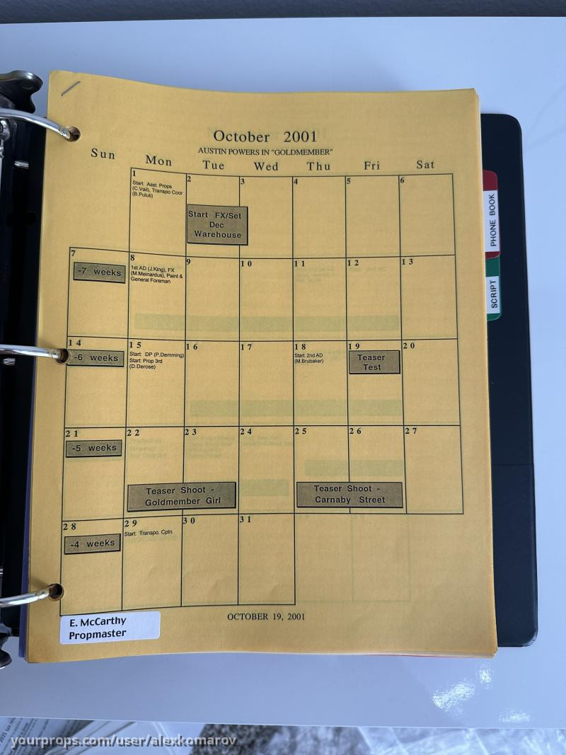 Production Paperwork – Austin Powers in Goldmember (2002) – image 2