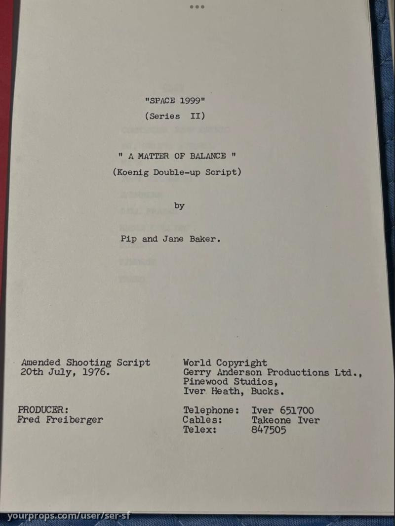 Original Script - A Matter of Balance Script – Space: 1999 (1975) – image 2