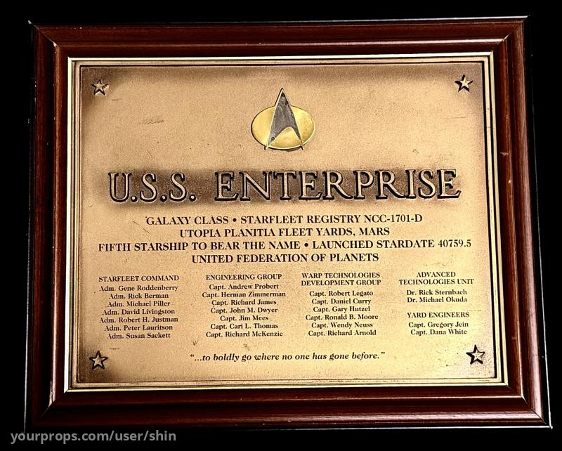 Enterprise-D dedication plaque – Star Trek: The Next Generation (1987) – image 1